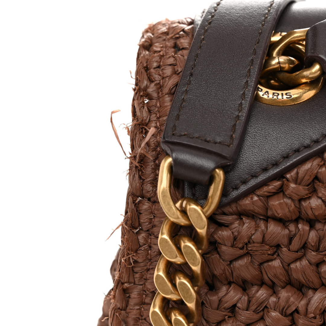 SAINT LAURENT NIKI RAFFIA SHOULDER BAG